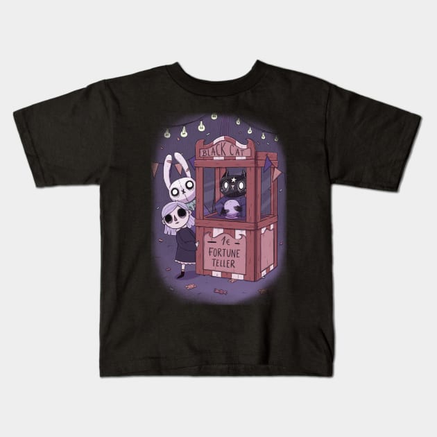 Black Cat Fortune Teller Kids T-Shirt by Sickyll